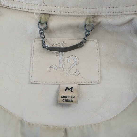 J2 women's size M faux leather cream color moto jacket - Picture 8 of 15